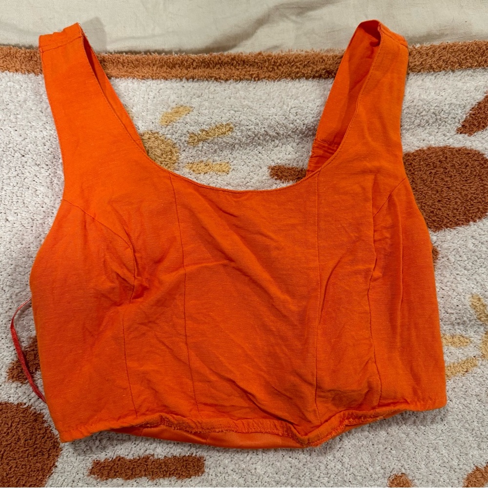 Vibrant Orange Sleeveless Crop Top